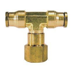 770604SA Swivel Branch Tee, 3/8 - in Push - to - Connect x 3/8 - in Push - to - Connect x 1/4 - in Female NPT, Brass - GetHydraulics.com