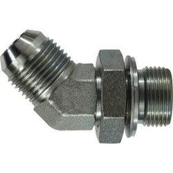 7802 - 04 - 06 45 - deg Elbow, 1/4 - in Male JIC x 3/8 - in Male BSPP, Steel - GetHydraulics.com