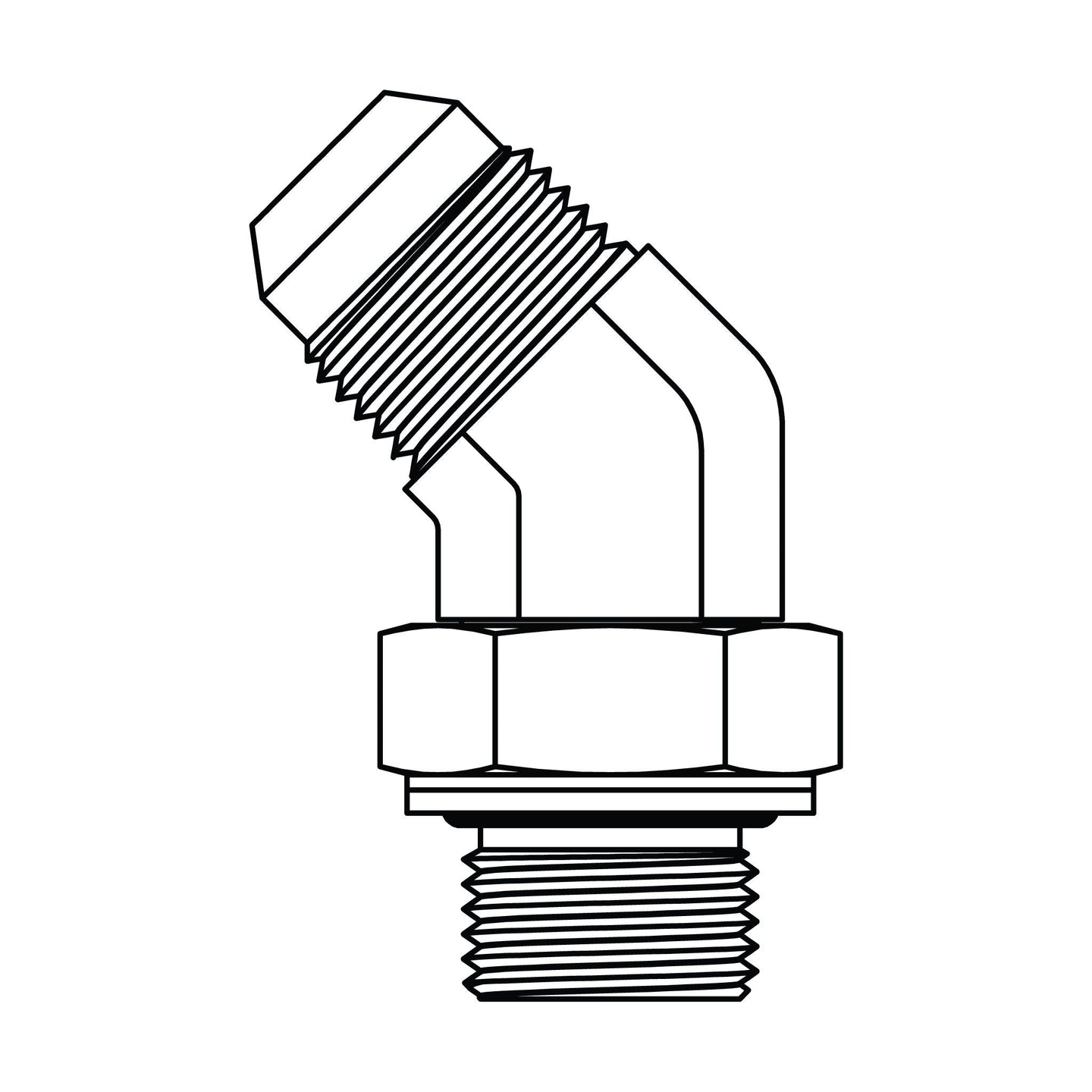 7802 - 16 - 33 JIC to Metric Elbow 45 - GetHydraulics.com