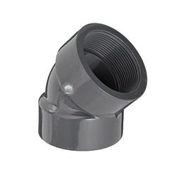 819010 45 - deg Elbow, 1 - in Female NPT x 1 - in Female NPT, PVC, Gray, SCH 80 - GetHydraulics.com