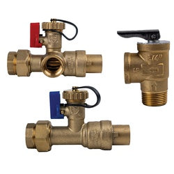 945712 Tankless Water Heater Valve Kit, 3/4 in, FNPT x Solder, Lead-Free Brass, 125 psi