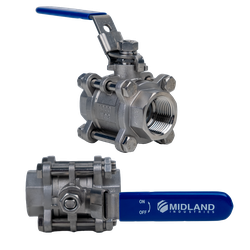 949280 3-Piece Ball Valve, 4 in Nominal, FNPT Connection, 1000 psi Pressure, -14 to 302 deg F