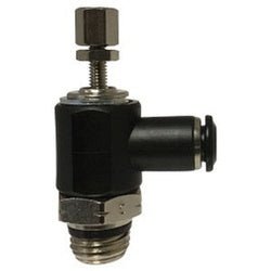958PPNI - 6C Meter Out Right Angle Flow Control Valve, 3/8 x 3/8 in Nominal, Push - In x MNPT - GetHydraulics.com