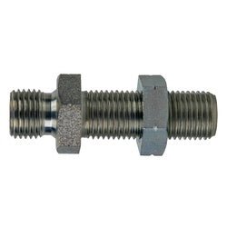 9722 - 08 - 06 - LN Bulkhead Union with Locknut, 1/2 - in Male BSPP x 3/8 - in Male BSPP, Steel - GetHydraulics.com