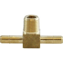 07072-0402 Mini Branch Tee, 1/4 in Barbed x 1/4 in Barbed x 1/8 in MPT, Brass