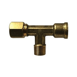 700075-040202 Tee, 1/4-in Compression x 1/8-in Female NPTF x 1/8-in Male NPTF, Lead-Free Brass