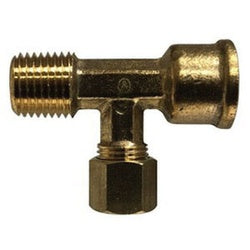 700076-0404 Tee, 1/4 in FIP x 1/4 in MIP x 1/4 in Compression, Brass