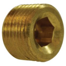 706115-04 Countersunk Hex Plug, 1/4-in MNPTF, Brass