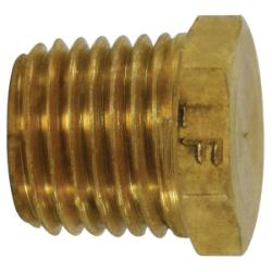 706121-04 Cored Hex Head Plug, 1/4-in MPT, Brass