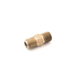 706322-04 Long Hex Nipple, 1/4 in FPT x 1/4 in FPT, Brass