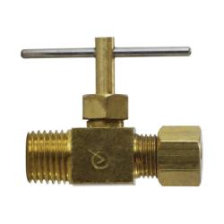 709101-0402 Needle Valve, 1/4 x 1/8 in Nominal, Compression x MIP, Brass Body