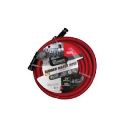 AVAWR-075-150GH50 Water Hose with Fittings, 3/4 in Nominal, 50 ft L, 150 psi, Rubber Tube, Red