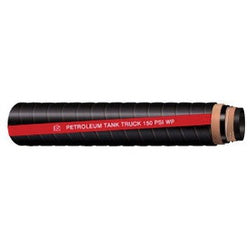 TLBS150-300-CUT Tank Truck Hose, 150 psi, Nitrile Rubber Tube, Black with Smooth Red Stripe