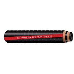 TLBS300-300-CUT Tank Truck Hose, 300 psi, Nitrile Rubber Tube, Black with Smooth Red Stripe
