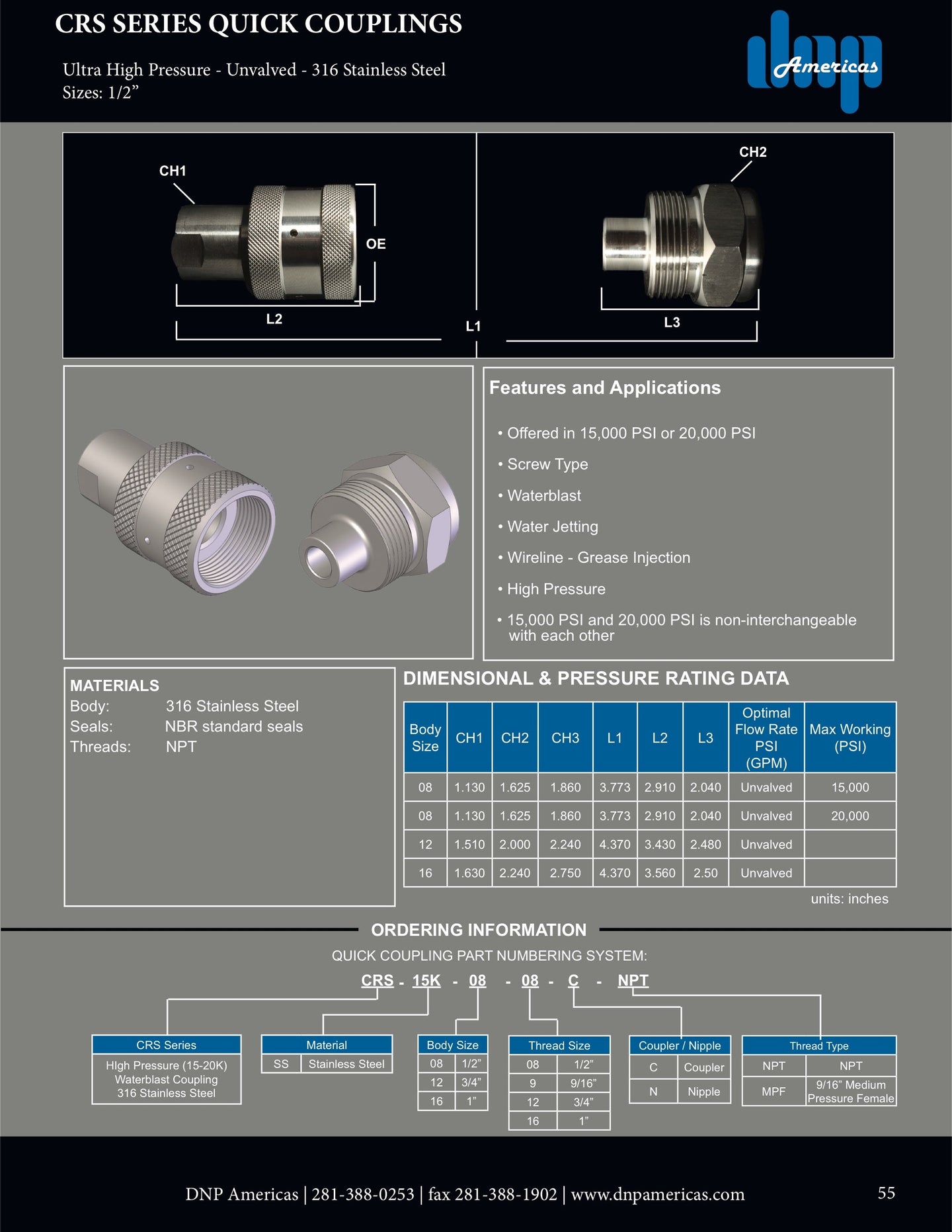 CRS-SS-12-12C-NPT DNP Americas Quick Coupling