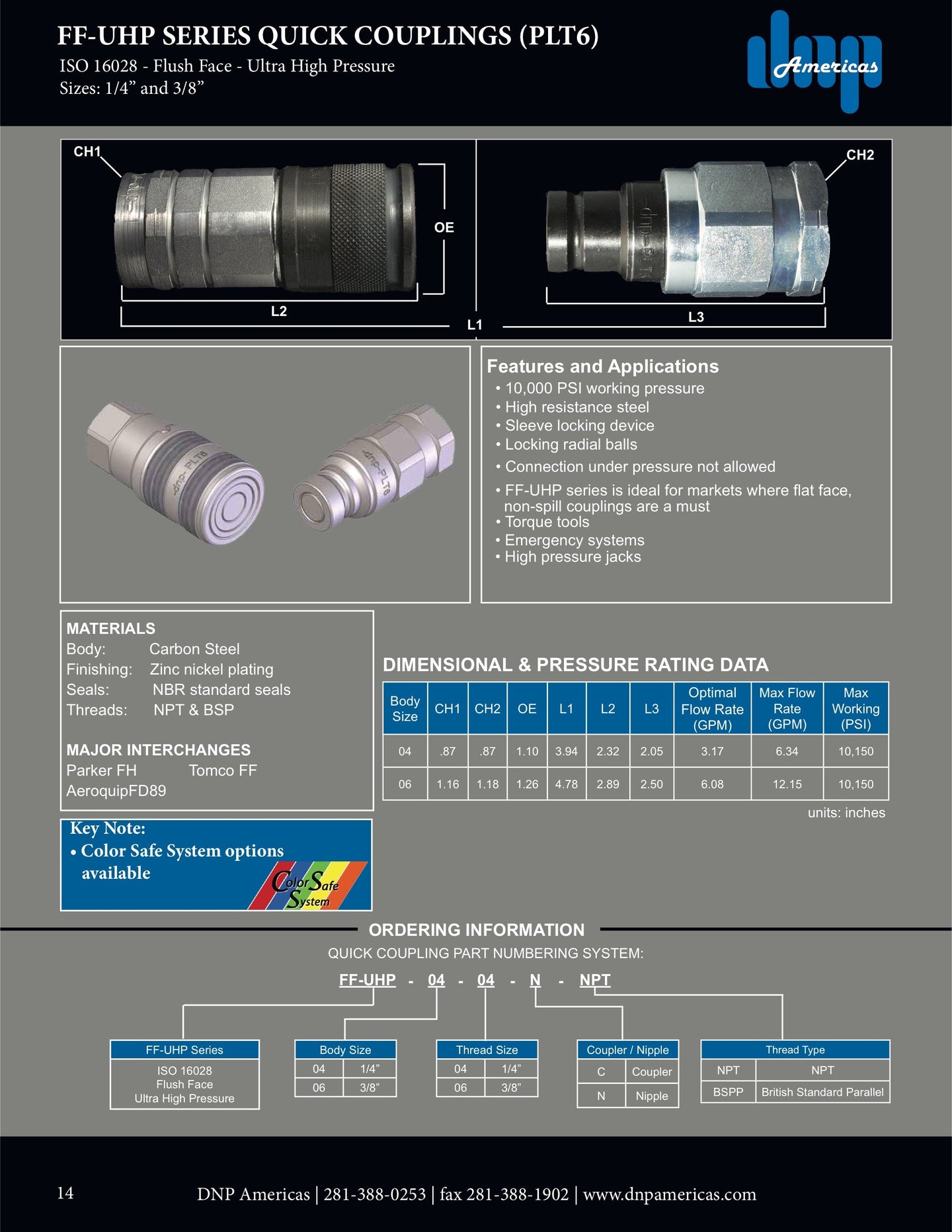 FF-UHP-06-06N DNP Americas Quick Coupling
