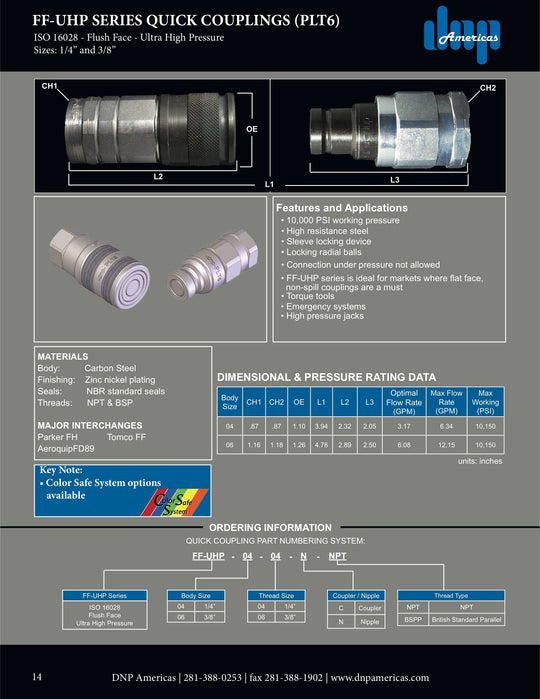 FF-UHP-04-04C DNP Americas Quick Coupling