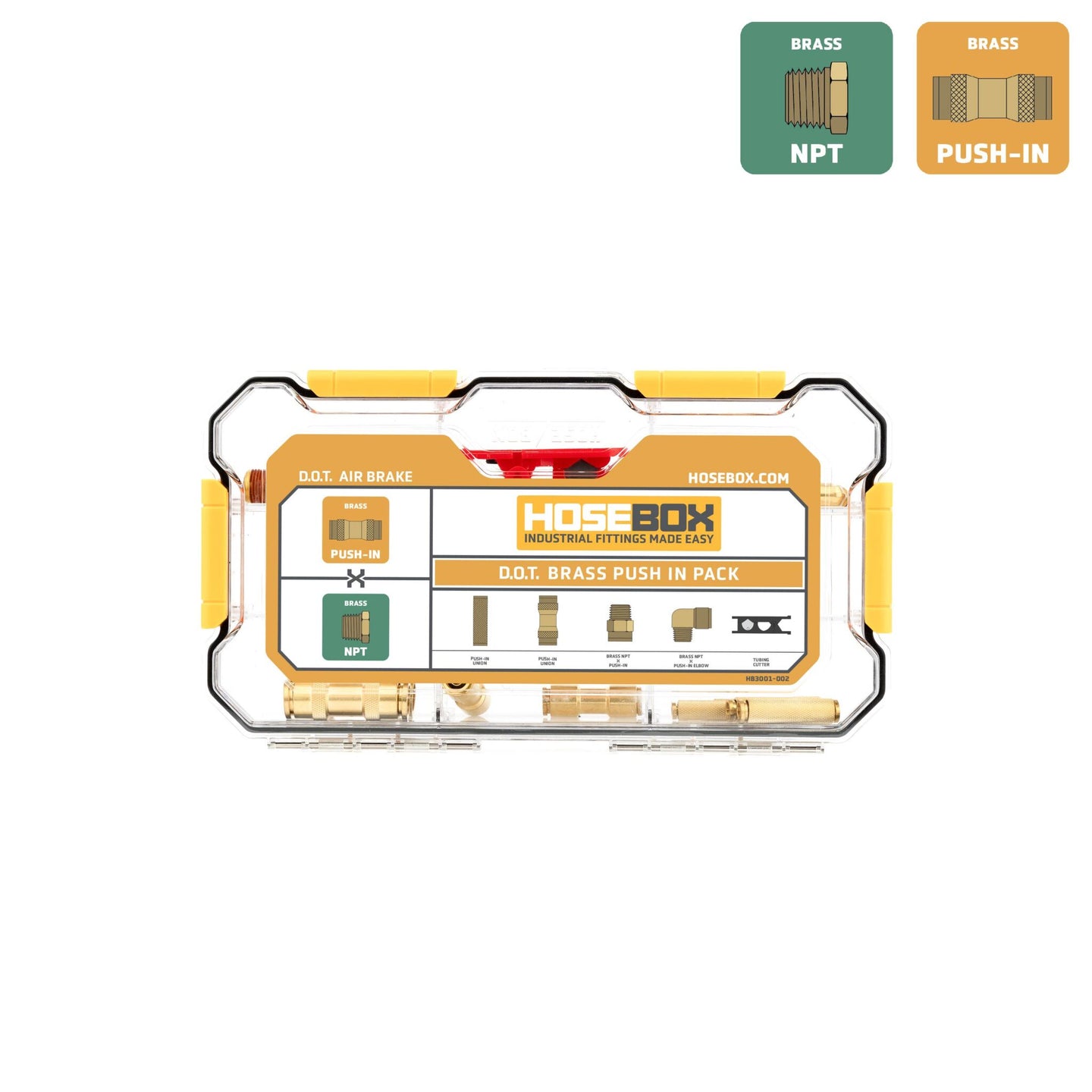 HB3001-002 HoseBox D.O.T. Brass Push-In Variety Fittings Pack