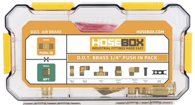HB3001-009 HoseBox D.O.T. 1/4" Brass Push-In Fitting Pack