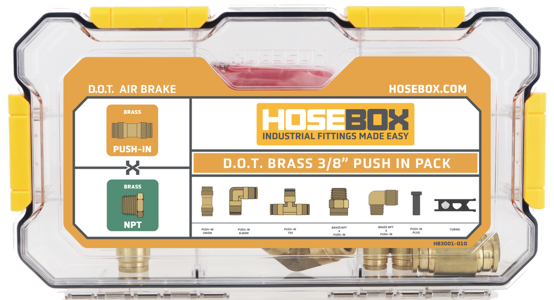 HB3001-010 HoseBox D.O.T. 3/8" Brass Push-In Fitting Pack