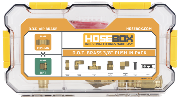 HB3001-010 HoseBox D.O.T. 3/8" Brass Push-In Fitting Pack