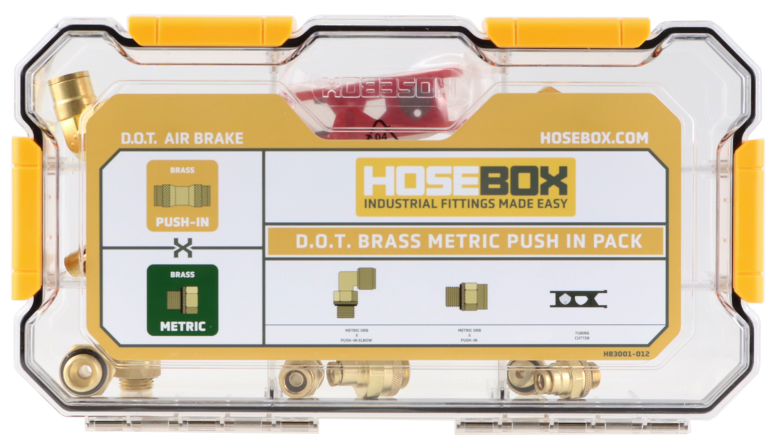 HB3001-012 HoseBox D.O.T. Brass Metric Push-In Fitting Pack 