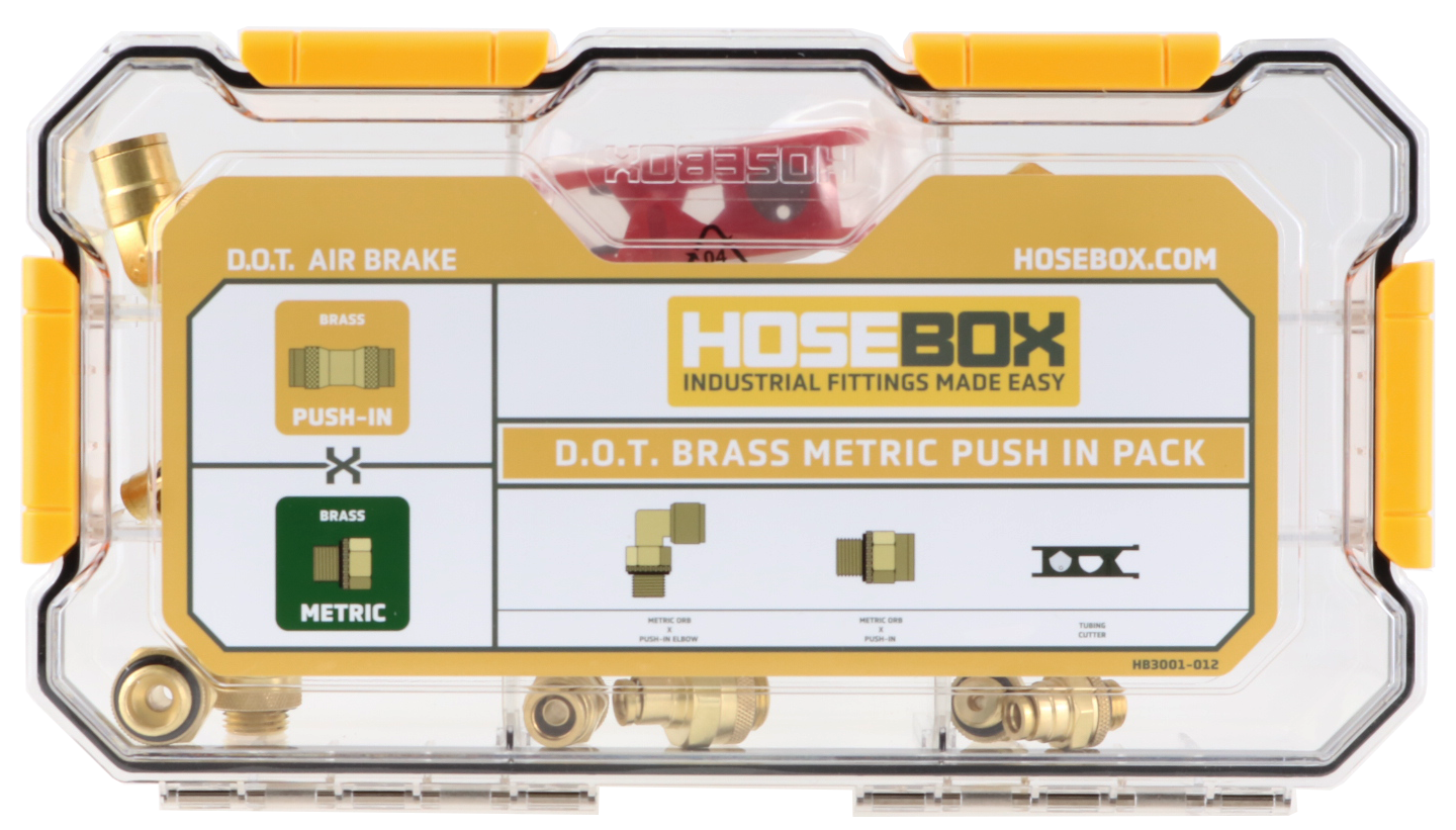 HB3001-012 HoseBox D.O.T. Brass Metric Push-In Fitting Pack 
