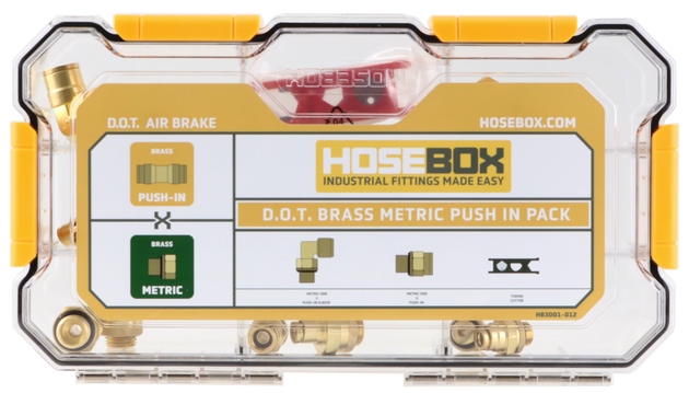 HB3001-012 HoseBox D.O.T. Brass Metric Push-In Fitting Pack 