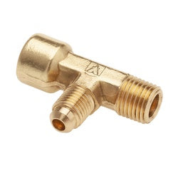 253X3 Service Tee, 1/8-in Female NPTF x 1/8-in Male NPTF x 3/16-in Male SAE Flared, Brass
