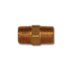 LF123-62 Reducing Hex Nipple, 3/8 in MPT x 1/8 in MPT, 1.11 in, Brass