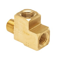 127-4 Street Tee, 1/4 in FIP x 1/4 in MIP x 1/4 in FIP, Brass