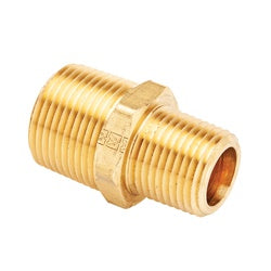 23325X12X8 Reducing Hex Nipple, 3/4 in MPT x 1/2 in MPT, Brass