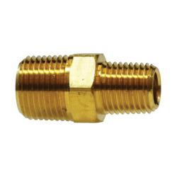 23325X8X6 Reducing Hex Nipple, 1/2 in MPT x 3/8 in MPT, 1.62 in, Brass
