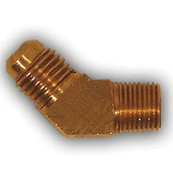 254X6 45 deg Barstock Elbow, 3/8 in SAE 45 deg Male Flared x 1/4 in MPT, Brass