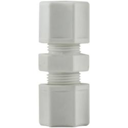17081P Reducing Union, 1/2 in Compression x 3/8 in Compression, Polypropylene, White