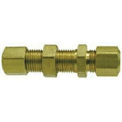 18089 Bulkhead Union, 5/16 in Compression x 5/16 in Compression, Brass