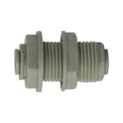 20126P Bulkhead Union, 3/16-in Push-In Tube x 3/16-in Push-In Tube, Plastic