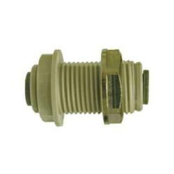 20127P Bulkhead Union, 1/4-in Push-In Tube x 1/4-in Push-In Tube, Plastic