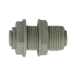 20128P Bulkhead Union, 3/8-in Push-In Tube x 3/8-in Push-In Tube, Plastic