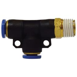271PPSC-2A Swivel Run Tee, 1/8-in Push-to-Connect x 1/8-in Male NPT Swivel x 1/8-in Push-to-Connect, Composite