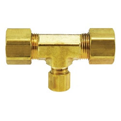 27102 Self-Align Tee with 27002 Self-Align Sleeve, 3/16 in Compression x 3/16 in Compression, Brass