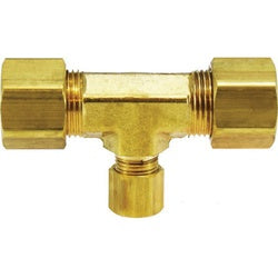 27116 Reducing Tee with Self-Align Sleeve, 1/2 in Compression x 1/2 in Compression x 1/4 in, Brass