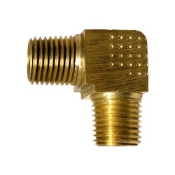 28276B 90-deg Barstock Reducing Elbow, 1/2-in Male NPTF x 3/8-in Male NPTF, Brass
