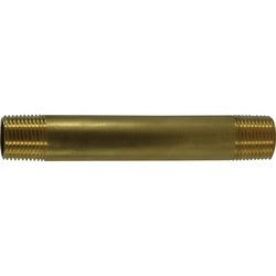 28486LF Pipe Nipple, 1/4 in MPT x 1/4 in MPT, 6 in, Brass
