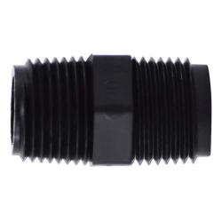 28614B Hex Nipple, 1/2 in MPT x 1/2 in MPT, Polyethylene, Black