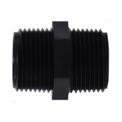 28614P Hex Nipple, 1/2 in MPT x 1/2 in MPT, Polypropylene, Black