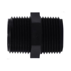 28615P Hex Nipple, 3/4 in MPT x 3/4 in MPT, Polypropylene, Black