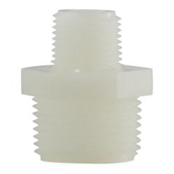 28623W Reducing Hex Nipple, 1/2 in MPT x 1/4 in MPT, Nylon, White