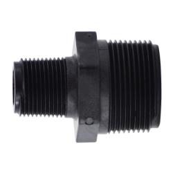 28626P Reducing Hex Nipple, 1 in MPT x 1/2 in MPT, Polypropylene, Black