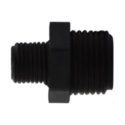 28628B Reducing Hex Nipple, 3/4 in MPT x 3/8 in MPT, Polyethylene, Black